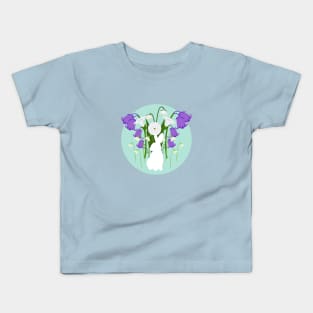 Bunny Silhouette and Spring Wildflowers Kids T-Shirt